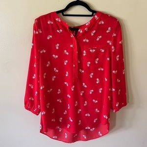 NYDJ Bicycle Print 3/4 Sleeve Blouse Size M